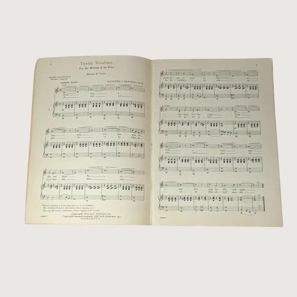 1927 Salvatore Marchesi Vocalises Schirmers Library Music Book